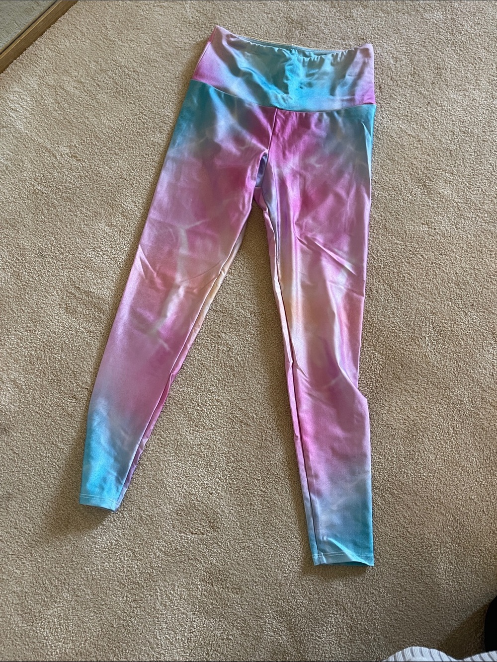 Gold Sheep Tie-Dye Active Leggings - Pastel Pink & Blue